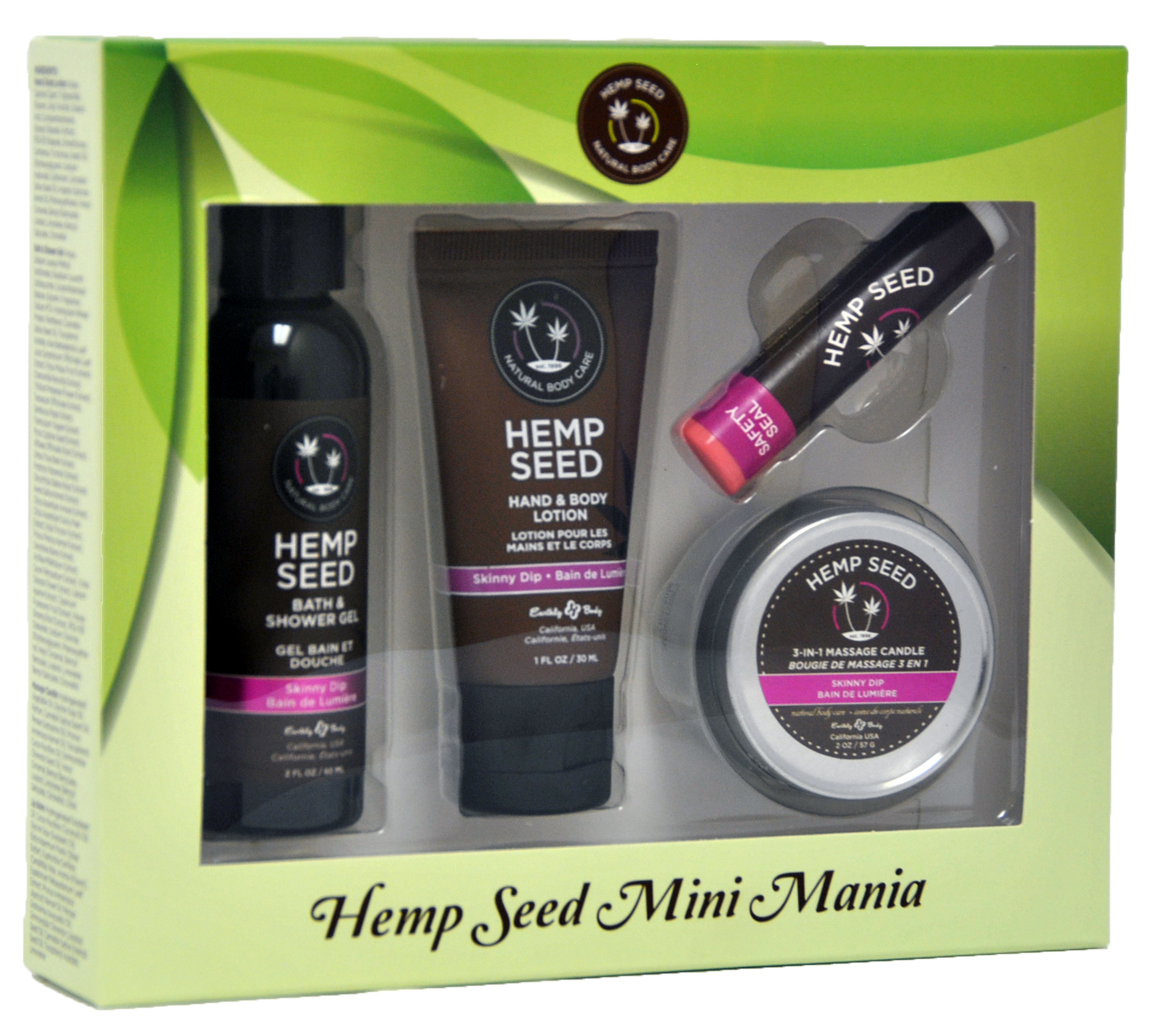 hemp seed mini mania travel set skinny dip
