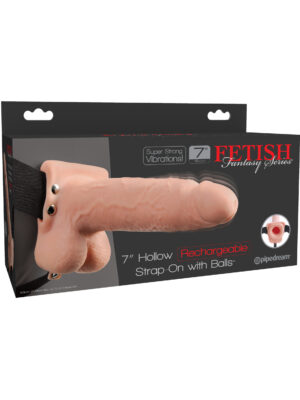 fetish fantasy series 7 inch hollow rechargeable strap on with balls flesh fetish fantasy series 7 inch hollow rechargeable strap on with balls flesh