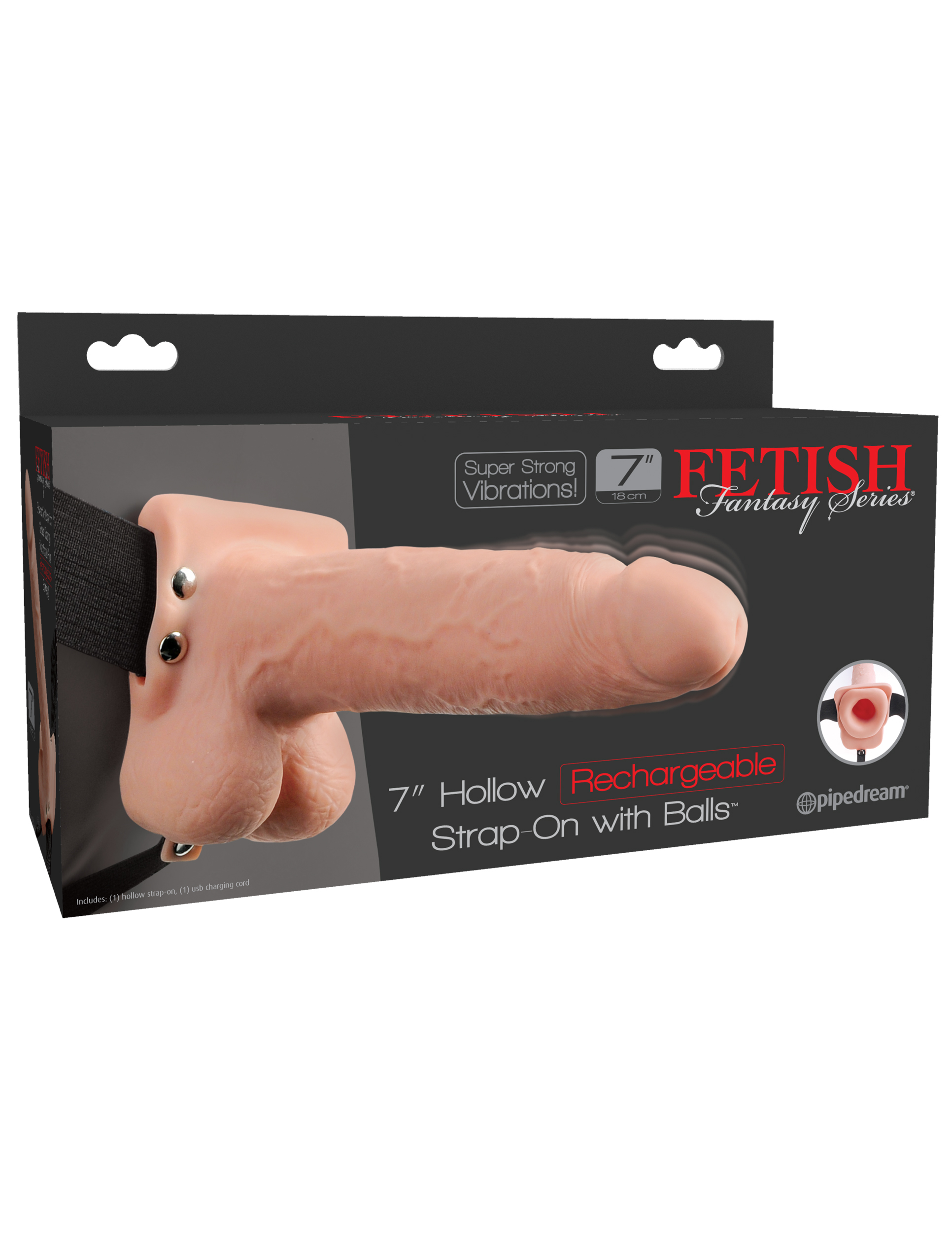 fetish fantasy series 7 inch hollow rechargeable strap on with balls flesh fetish fantasy series 7 inch hollow rechargeable strap on with balls flesh