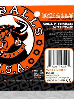 willy rings 3 pack cockrings black