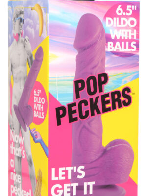 pop pecker 6.5 inch dildo with balls purple