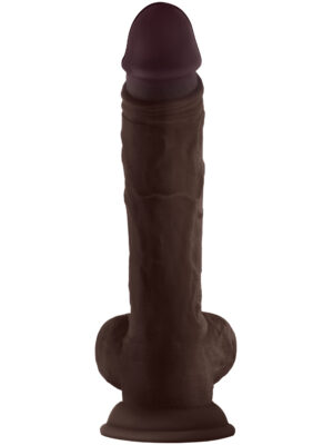 shaft model a 10.5 inch liquid silicone dong with balls mahogany