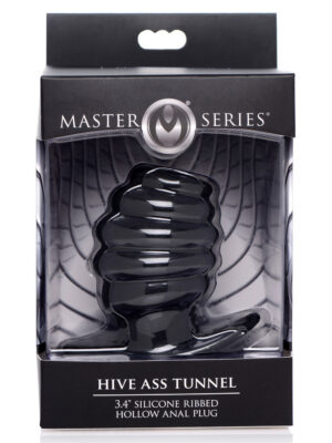 hive ass tunnel silicone ribbed hollow anal plug medium