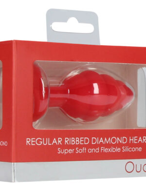 regular ribbed diamond heart plug red
