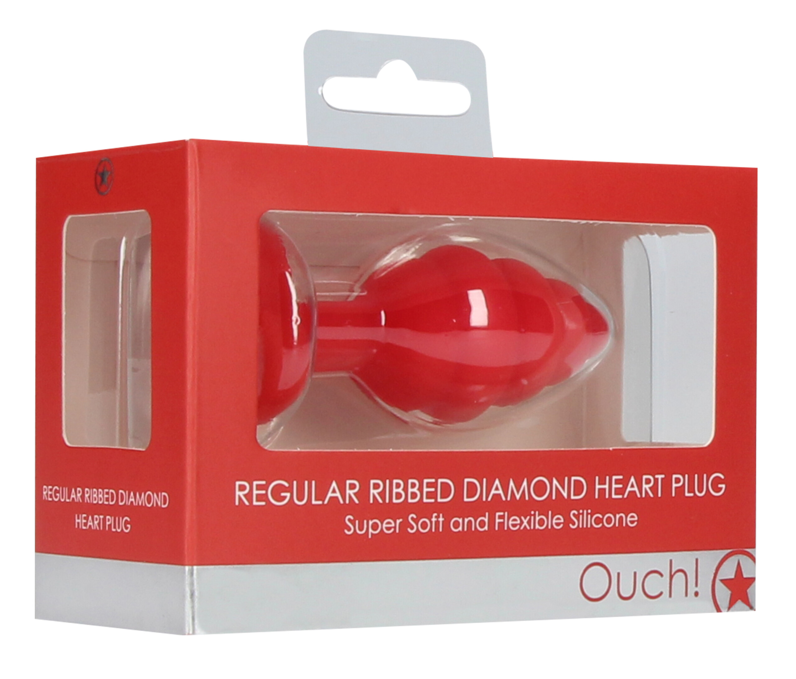 regular ribbed diamond heart plug red