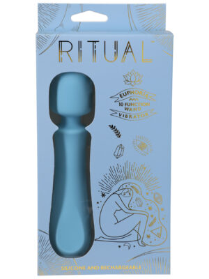 ritual euphoria rechargeable silicone wand vibe blue