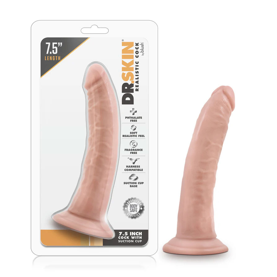 dr. skin 7.5 inch cock w / suction cup vanilla