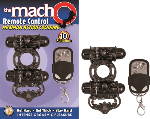 the macho remote control cock ring black