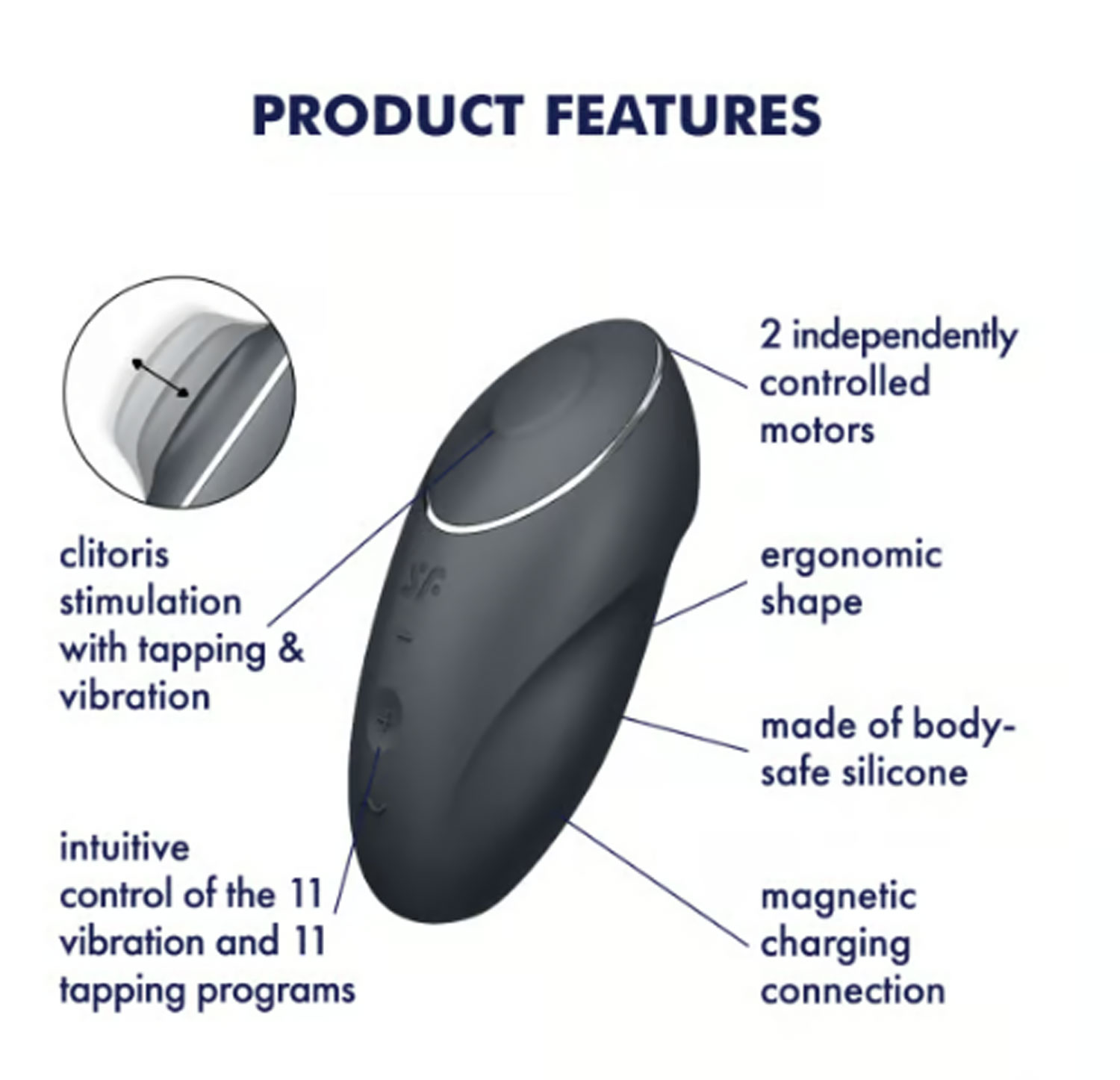 satisfyer tap and climax 1 vibrator grey satisfyer tap and climax 1 vibrator grey