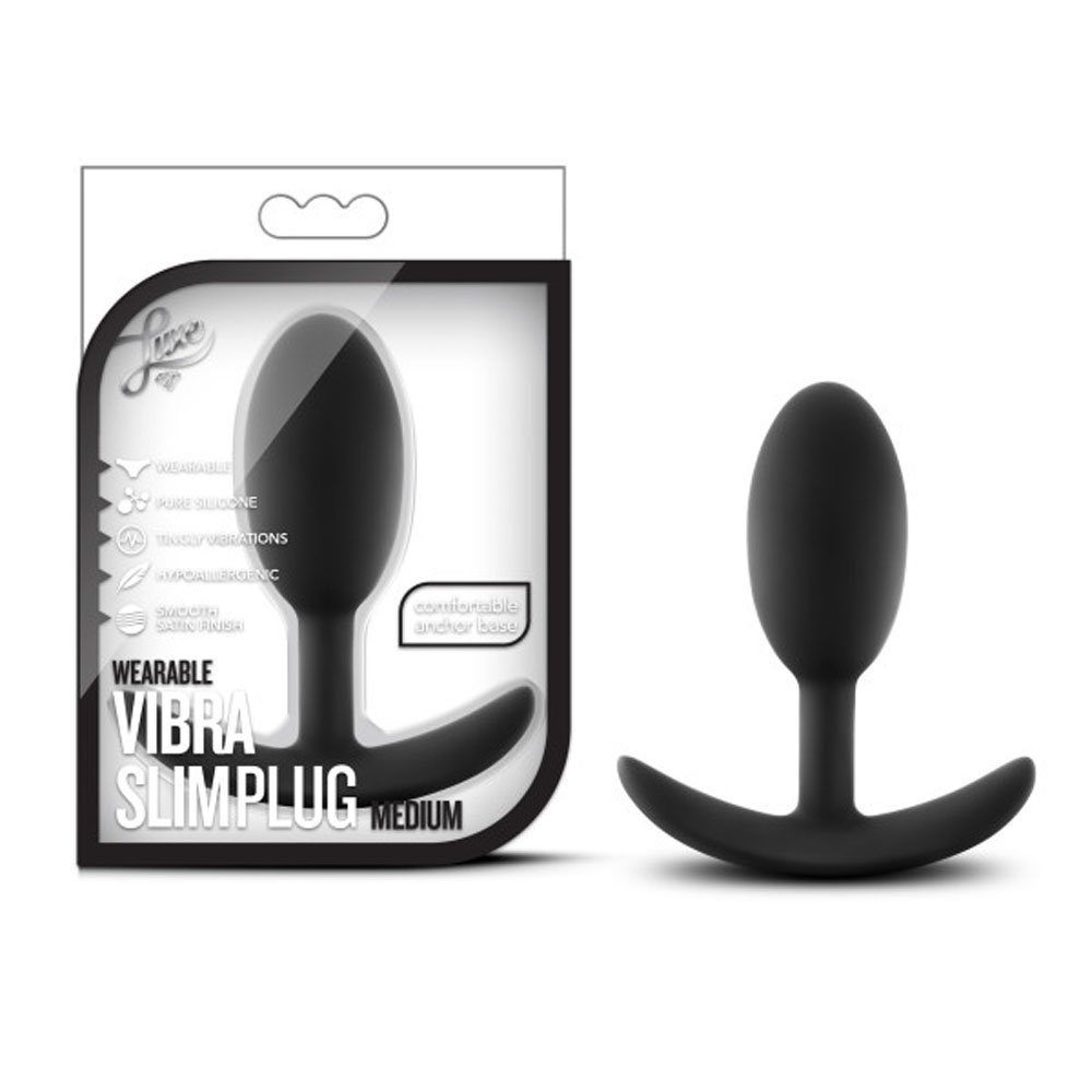 luxe wearable vibra slim plug medium black luxe wearable vibra slim plug medium black