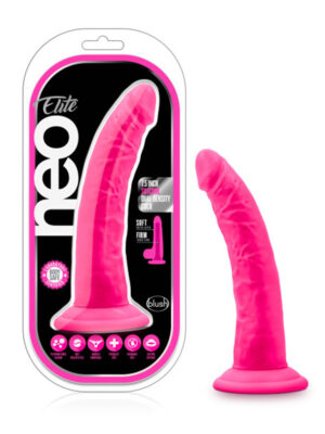 neo elite 7.5 inch silicone dual density cock neon pink