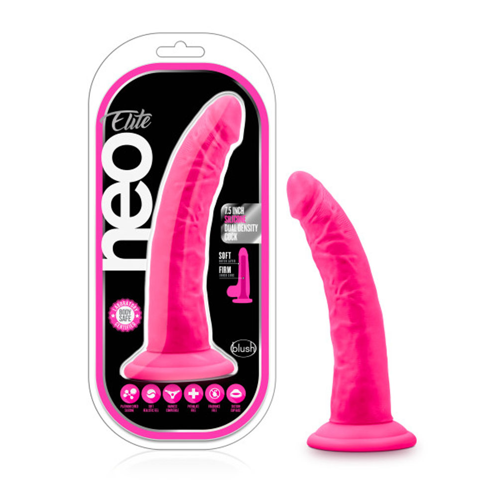 neo elite 7.5 inch silicone dual density cock neon pink neo elite 7.5 inch silicone dual density cock neon pink