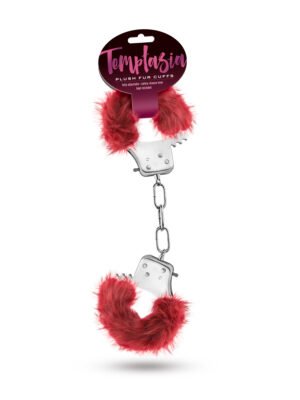 temptasia plush fur cuffs burgundy