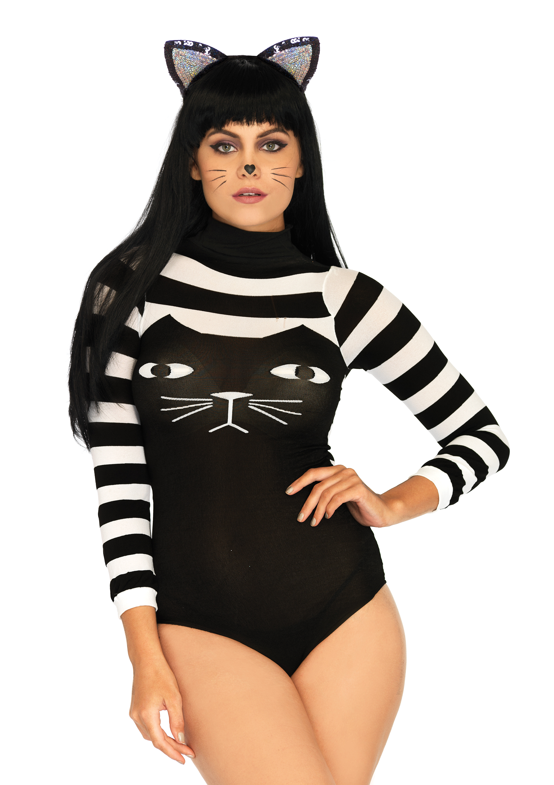 striped cat bodysuit one size striped cat bodysuit one size
