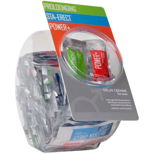 delay creams display 144 packets fishbowl