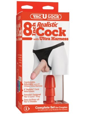 vac u lock 8 inch realistic cock with ultra harness
