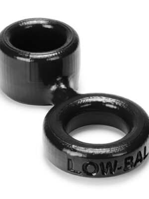 low ball cock ring with attached ball stretcher black