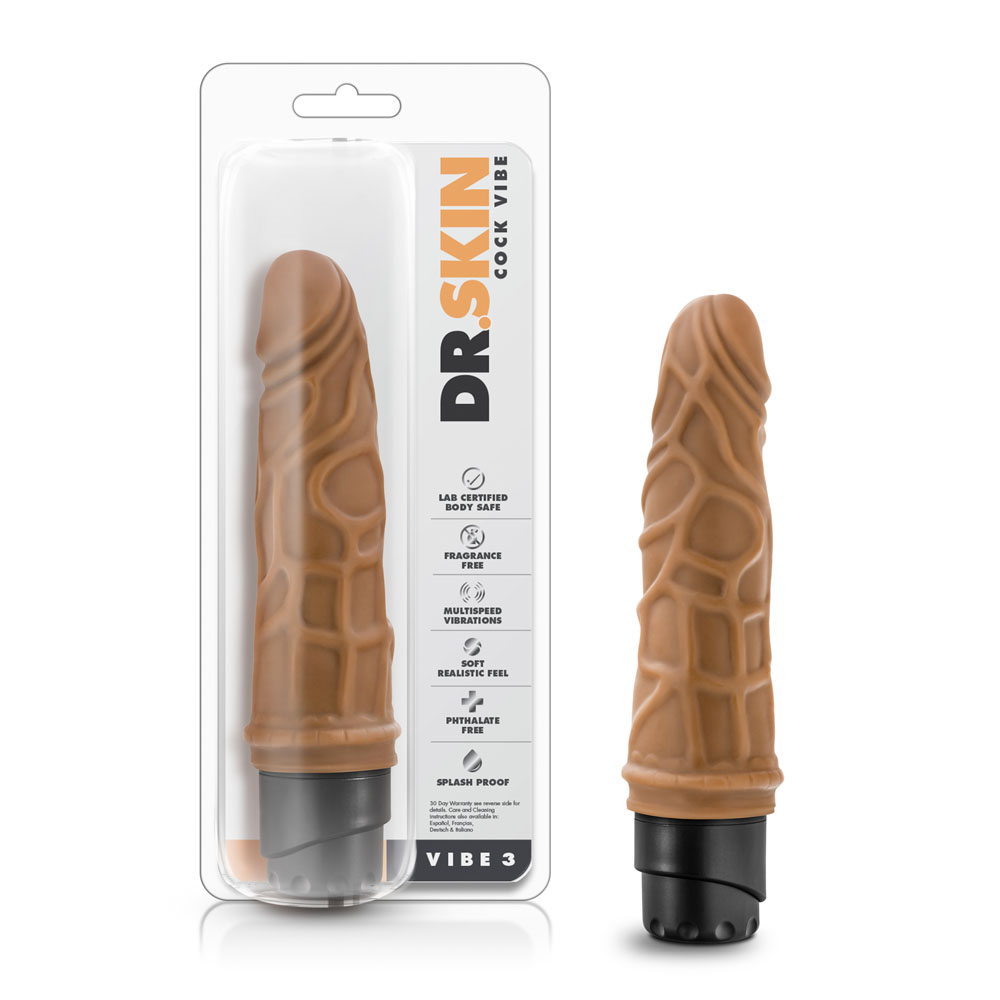dr. skin cock vibe 3 7.25 inch vibrating cock mocha
