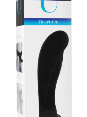 heart on silicone harness dildo black