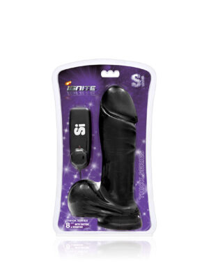 8" thick cock w/balls, egg, & suction black 8" thick cock w/balls, egg, & suction black