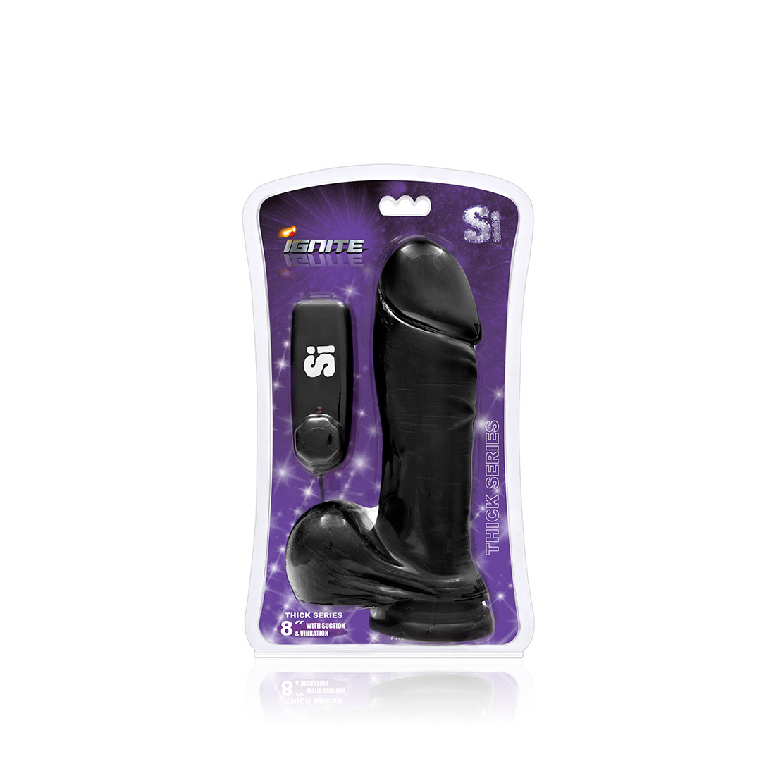 8" thick cock w/balls, egg, & suction black 8" thick cock w/balls, egg, & suction black