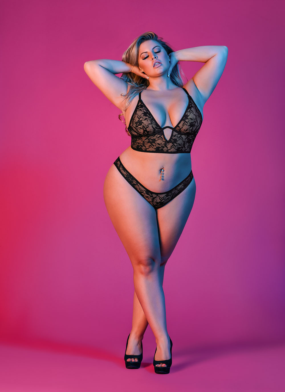 sexy time underwire bralette and panty set black 1x 3x