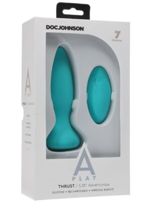 a play thrust adventurous rechargeable silicone anal plug with remote