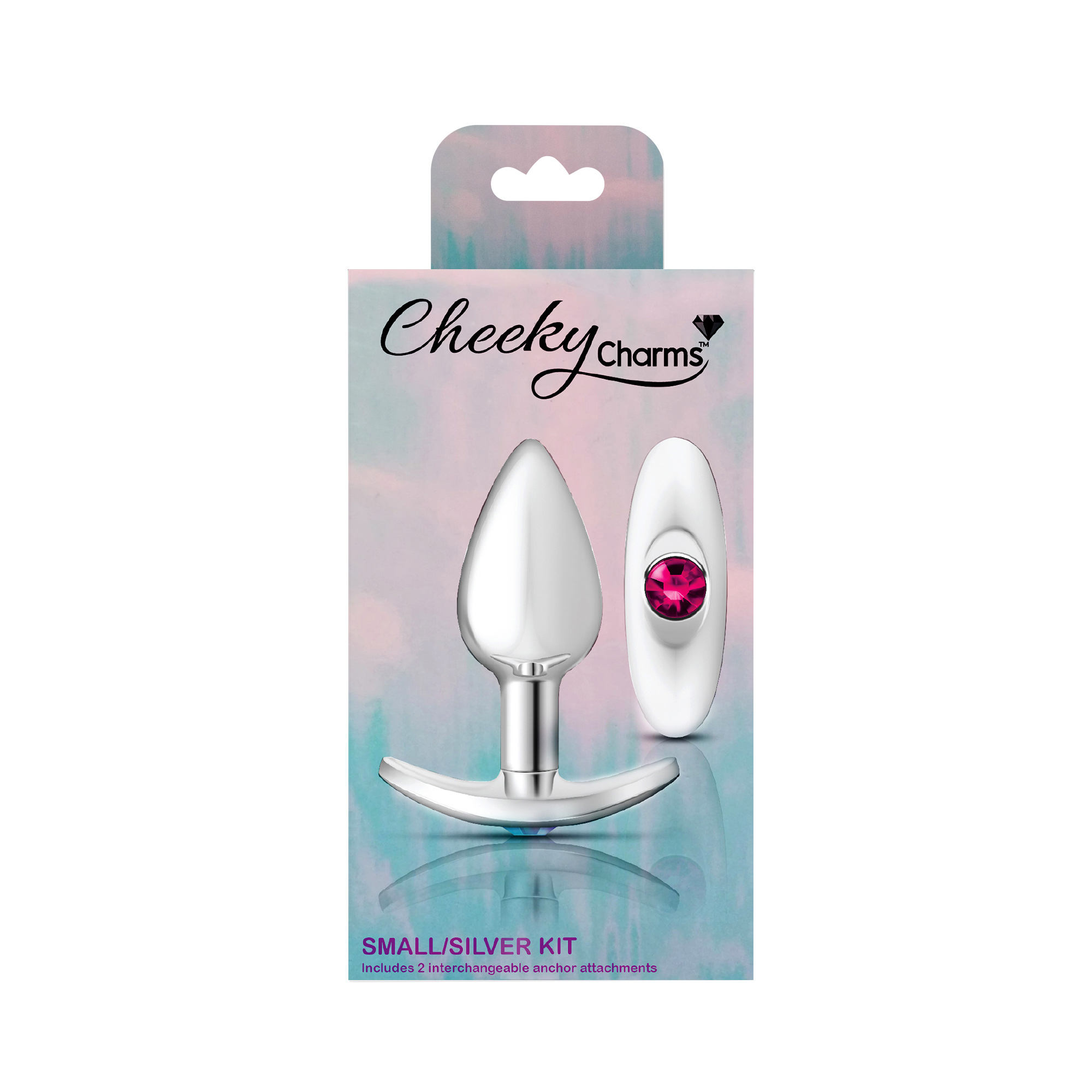 silver anchor buttplug kit clear iridescent/pink