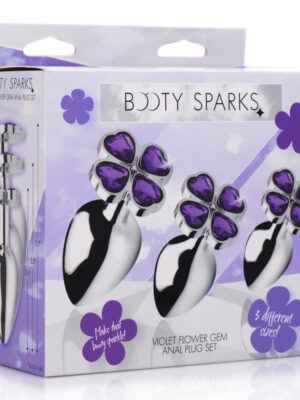 violet flower gem anal plug set