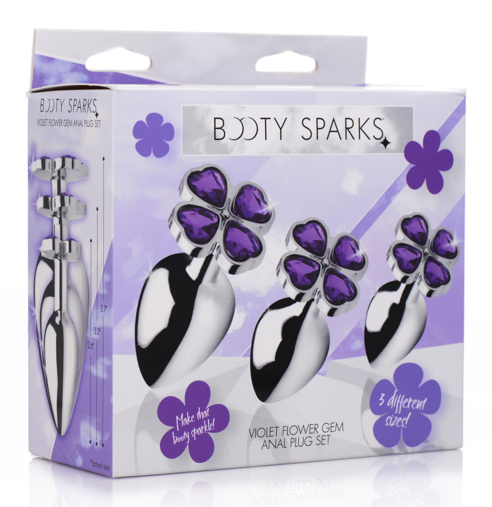 violet flower gem anal plug set