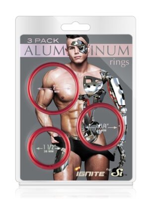 aluminum ring hellfire red 3 pack 2, 1.75, 1.5 inch aluminum ring hellfire red 3 pack 2, 1.75, 1.5 inch