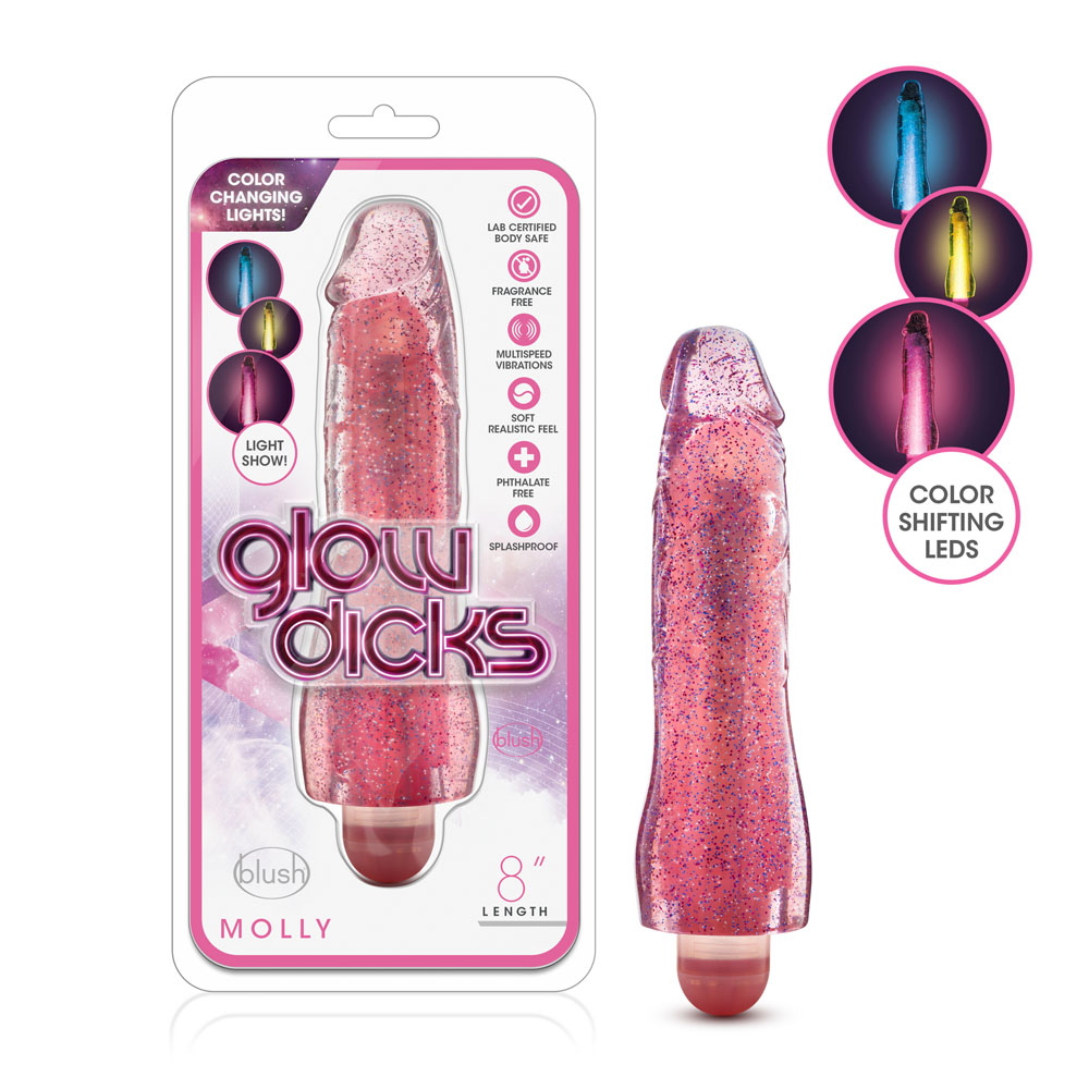 glow dicks molly glitter vibrator pink glow dicks molly glitter vibrator pink