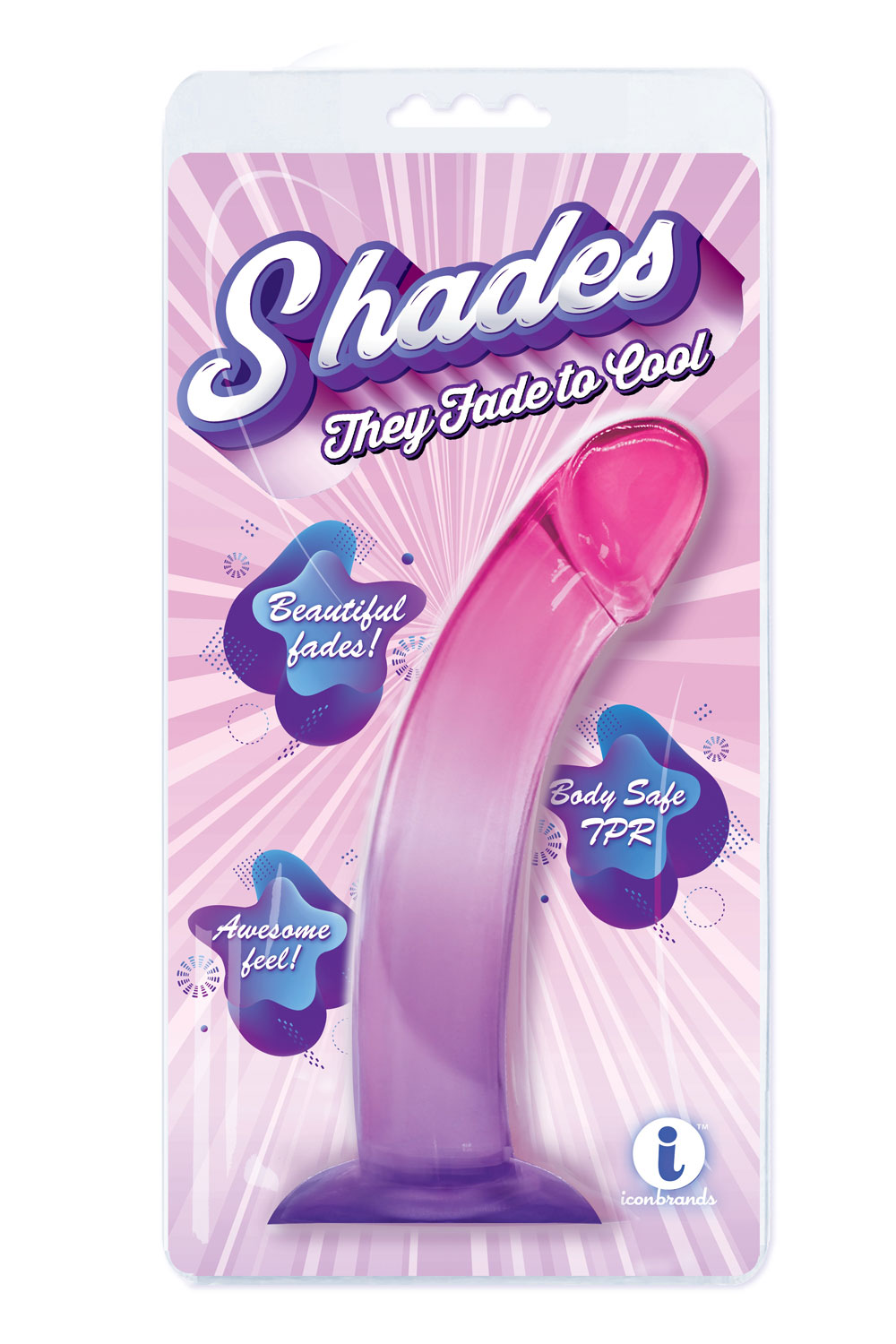 shades, 8.25" smoothie jelly tpr gradient dong purple and pink