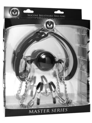 hinder silicone breathable ball gag and nipple clamps
