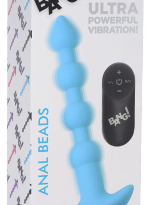 bang vibrating silicone anal beads and remote control blue