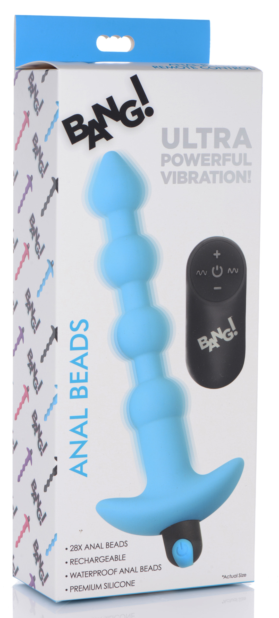 bang vibrating silicone anal beads and remote control blue
