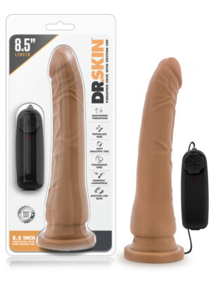 dr. skin 8.5 inch vibrating realistic cock with suction cup mocha