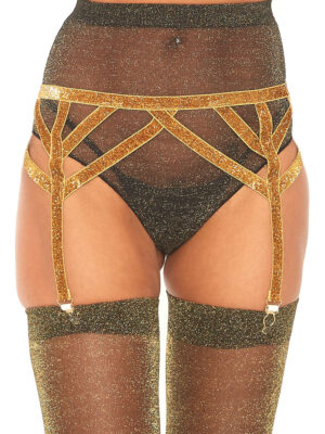 shimmer lurex elastic garter belt one size gold shimmer lurex elastic garter belt one size gold
