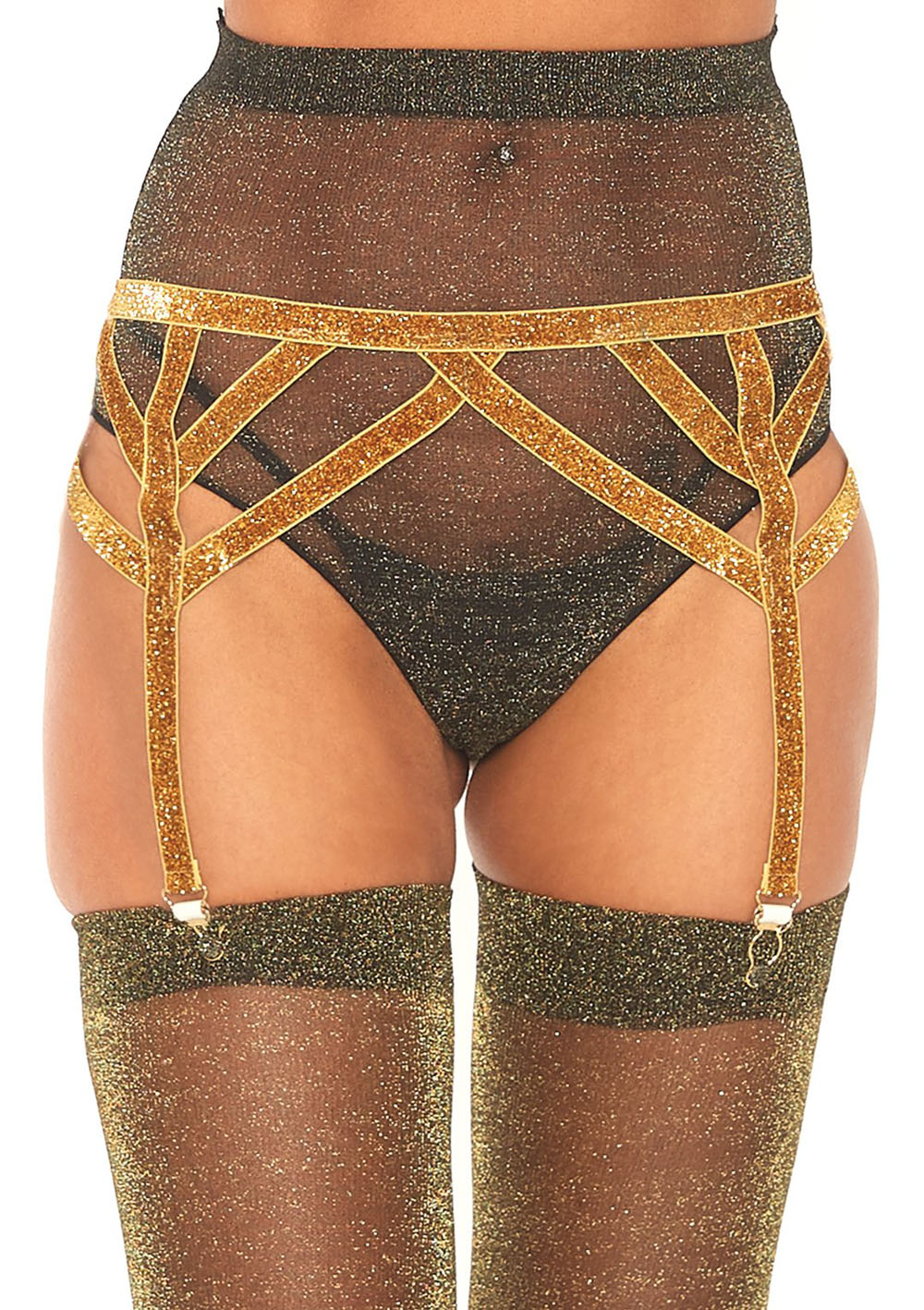 shimmer lurex elastic garter belt one size gold shimmer lurex elastic garter belt one size gold