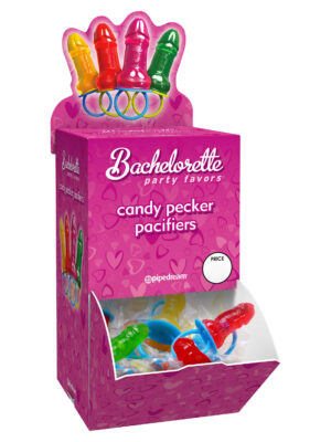 bachelorette party favors candy pecker pacifier 48 pieces display