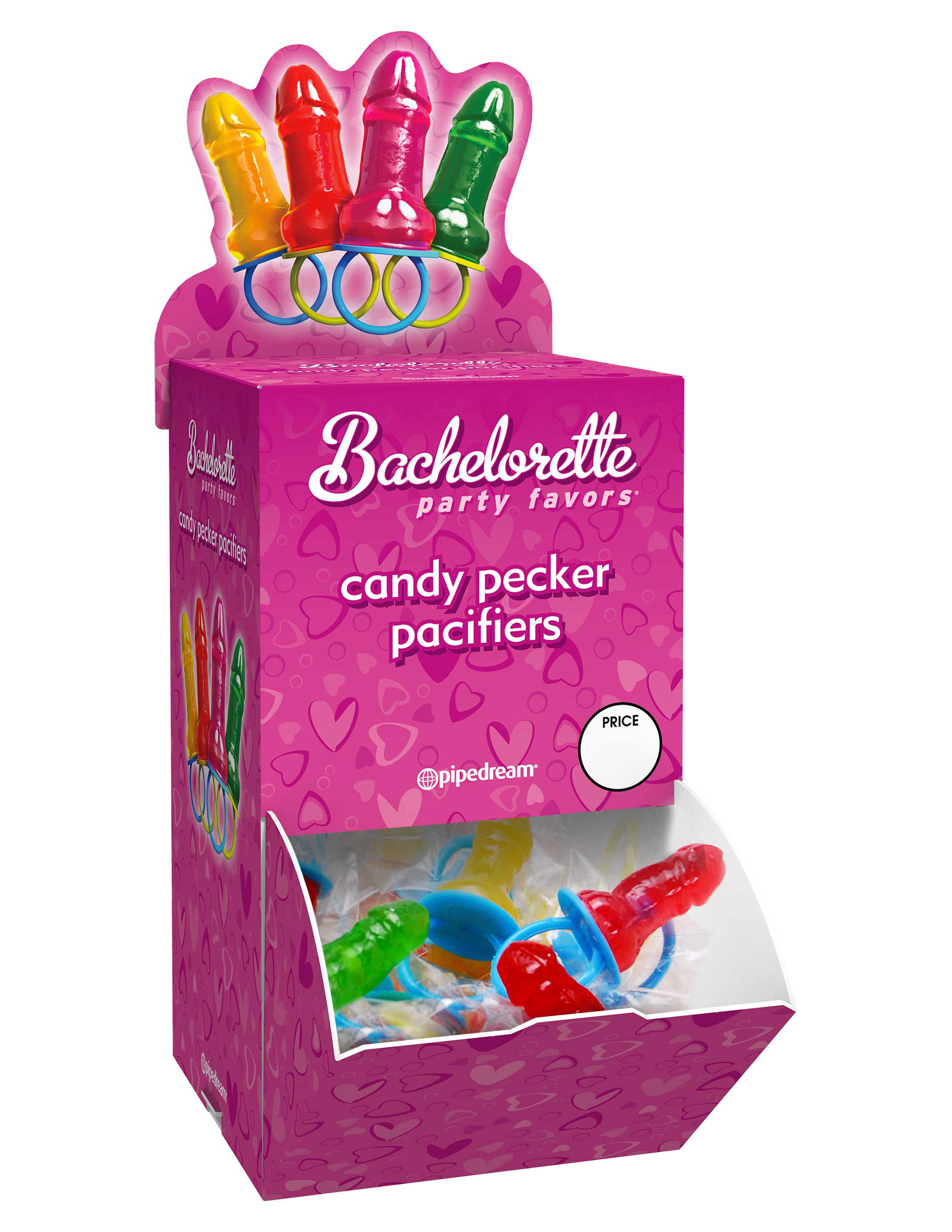 bachelorette party favors candy pecker pacifier 48 pieces display