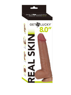 real skin 8" dual layer dildo light brown