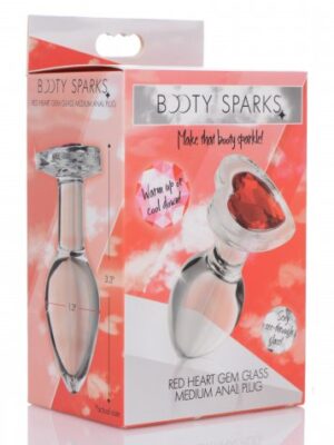 red heart gem glass anal plug medium