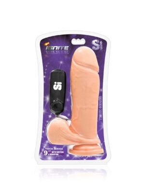 9 inch thick cock w/balls and egg with suction vanilla