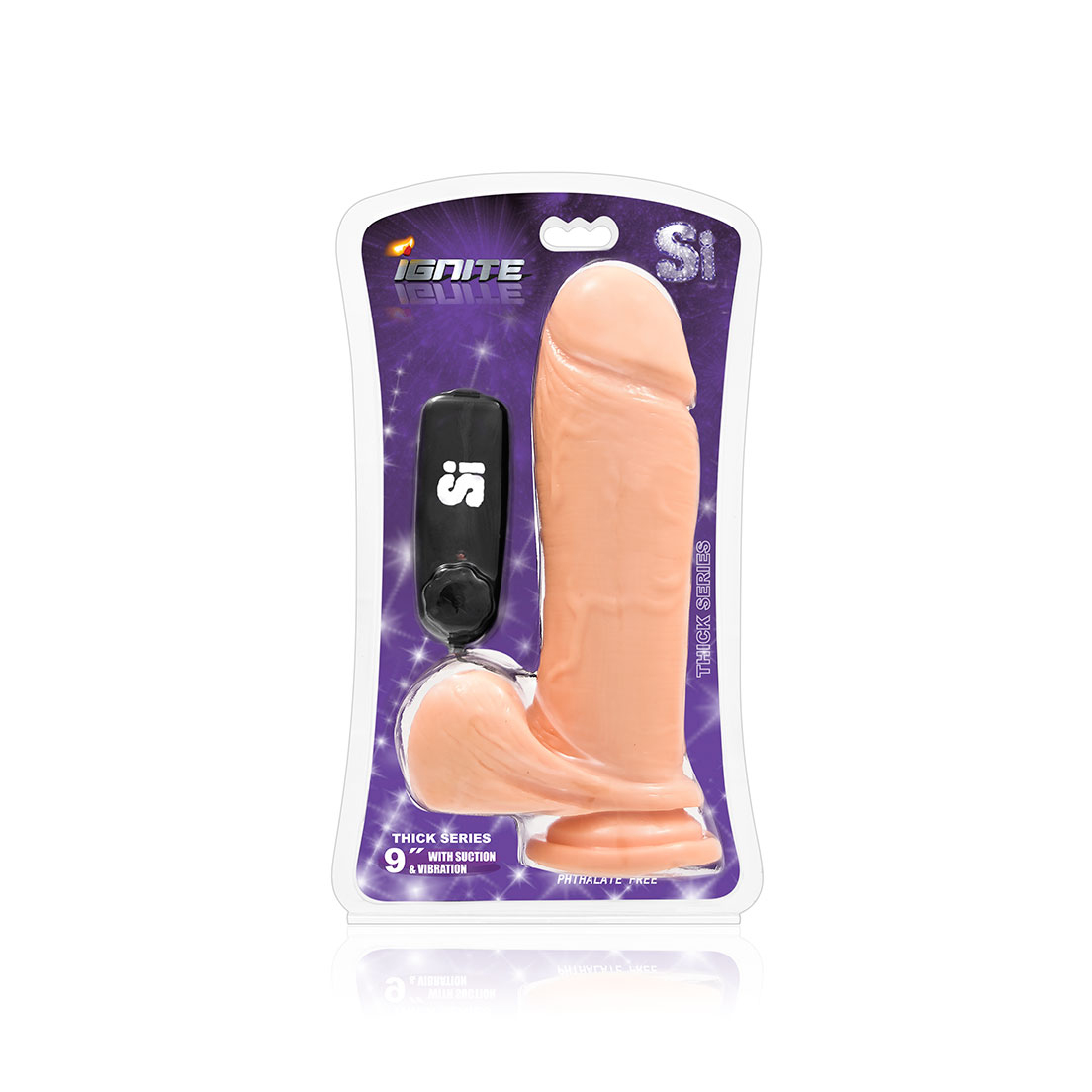 9 inch thick cock w/balls and egg with suction vanilla