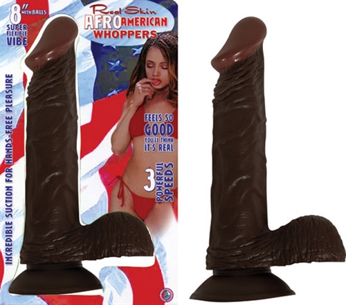 8" vibrating afro american whopper w/balls