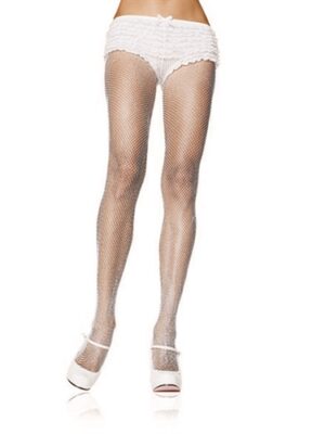 fishnet pantyhose one size white