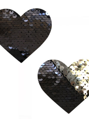 sequin medusa magic flip black to silver i heart u nipztix pasties