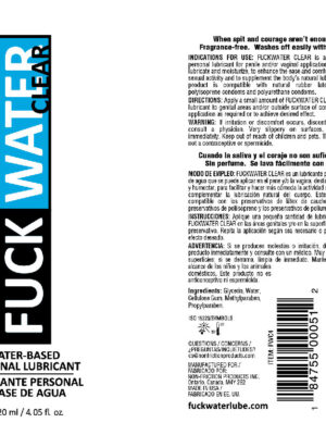 fuck water clear 4oz water based lubricant fuck water clear 4oz water based lubricant