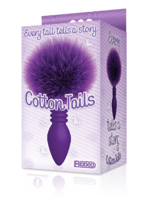 the 9's cottontails silicone bunny tail butt plug ribbed purple